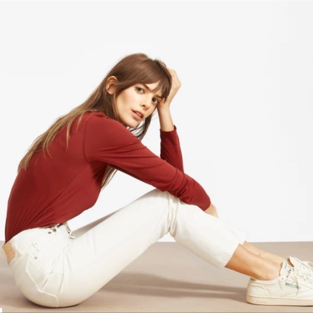 Everlane The 90’s Cheeky Jean White Bone High Rise 33 Ankle Crop Petite - Picture 8 of 8